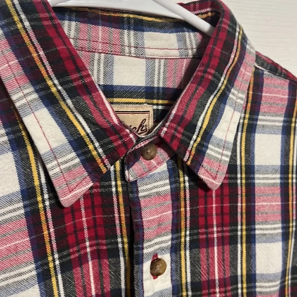 🔥🔥 WOOLRICH‎ Thick Cotton Flannel Button Shirt - Sz L Long - PERFECT Condition
